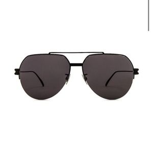 Bottega Veneta BV1046S 001 Metal Double Bridge Pilot Black & Grey Sunglasses